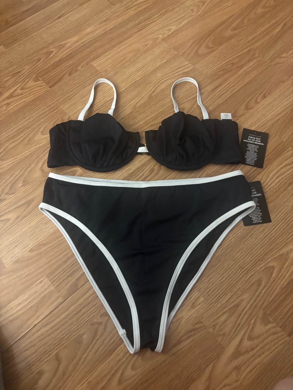 Swimsuits For All Black & White Bikini Size 20